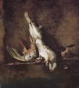 Jean Baptiste Simeon Chardin Orange red partridge and rabbit Norge oil painting reproduction